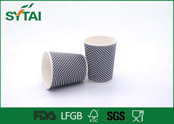 Chine Tasses de papier d'ondulation noire et blanche de rayures de 8 onces, double tasse de mur d'expresso fournisseur